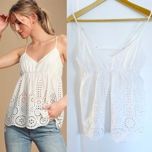 Lulus Brier White Eyelet Lace Tank Top